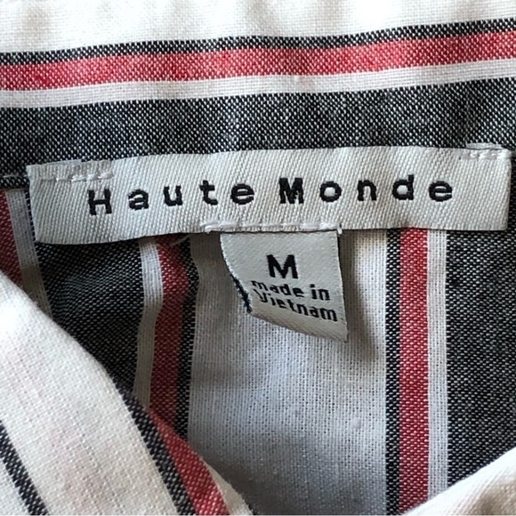 Haute Monde NWT Short Sleeve Striped Tie Top Size Medium - Picture 6 of 10
